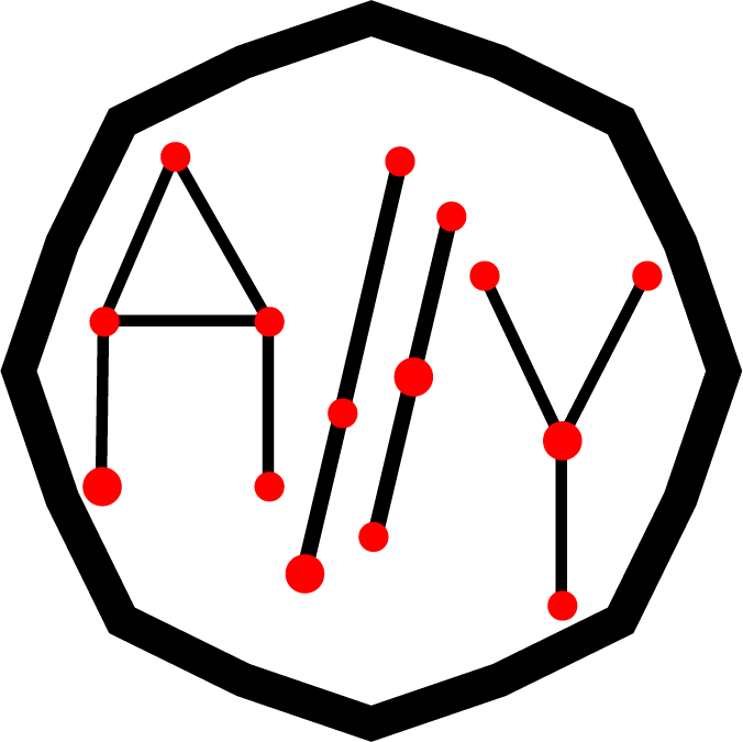 Clusters of red dots and black lines that spell out 'A11Y'